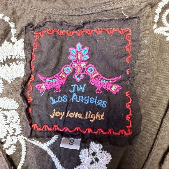 Johnny Was JW Embroidered Brown Dress Womens Small Snap Button Floral Boho Artsy - Picture 10 of 13